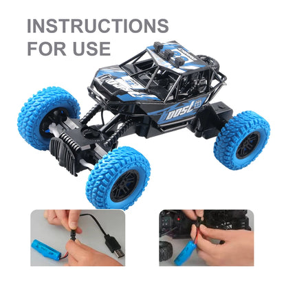 Remote Control Car With Colorful Flashing Lights, Rubber Wheels, Off-Road Toy Car Suitable for Christmas Children's Gifts