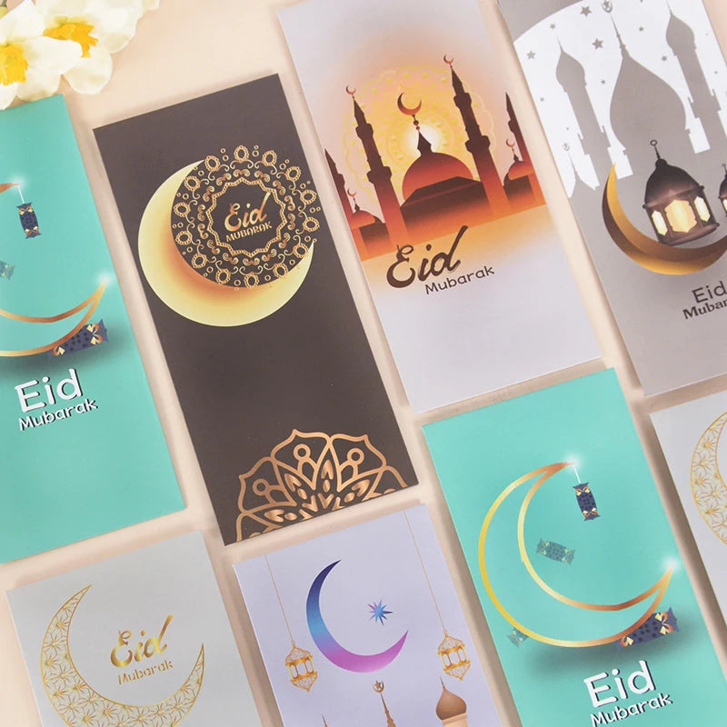6Pcs Eid Mubarak Envelopes Money Gift Card Holder Ramadan Mubarak Decoration 2023 Islamic Muslim Eid Al-Fitr Invitation Supplies