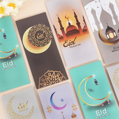6Pcs Eid Mubarak Envelopes Money Gift Card Holder Ramadan Mubarak Decoration 2023 Islamic Muslim Eid Al-Fitr Invitation Supplies