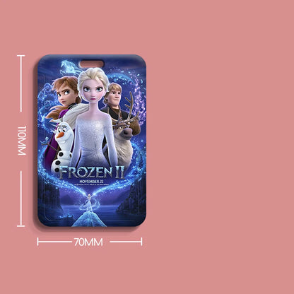 Disney Frozen Access Card Holder Lanyard Student ID Campus Bus Card Cover Elsa Anna Girls Elastic Rope Badge Reel Work Card Case