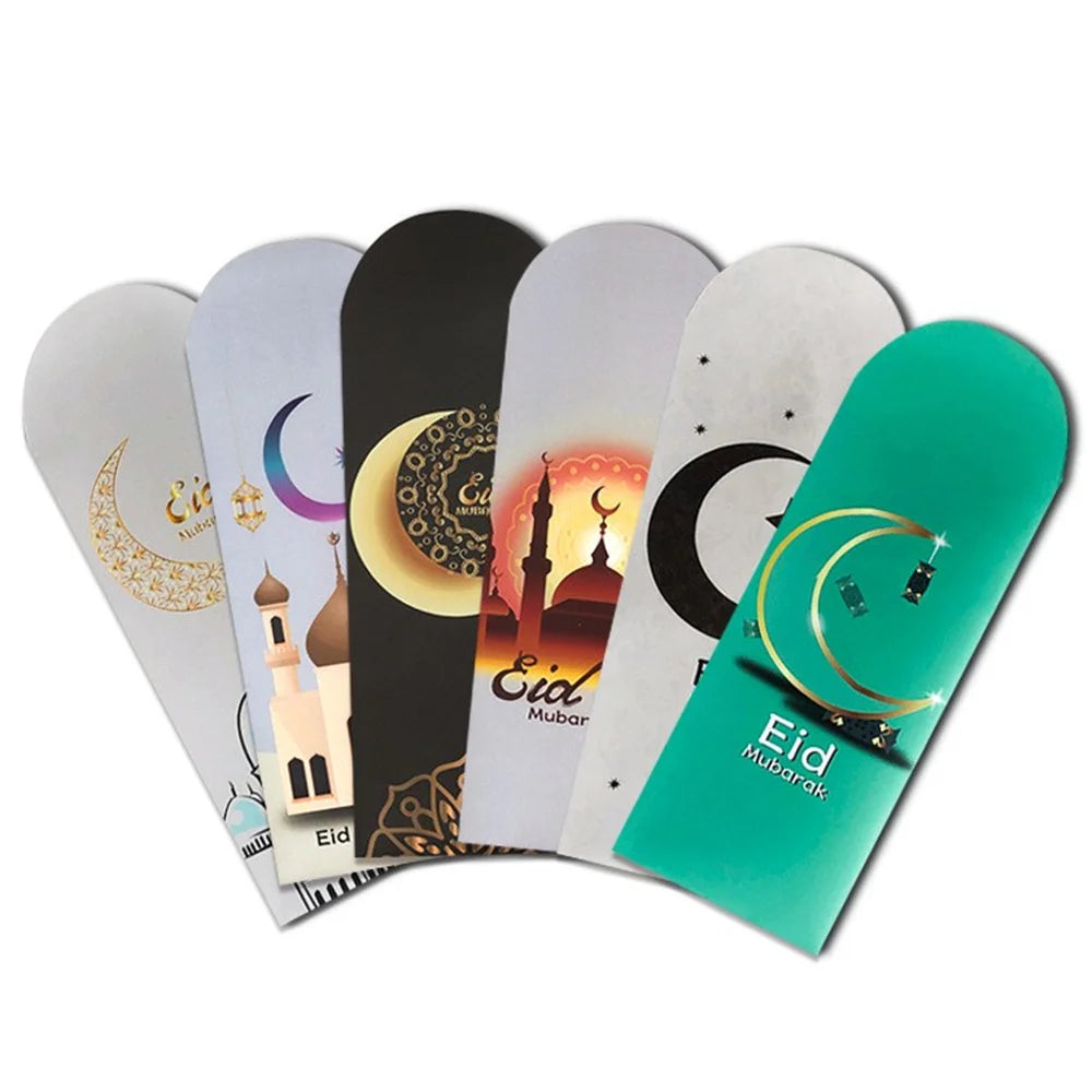 6Pcs/Set Eid Mubarak Cash Envelopes Money Cards Paper Bag 2024 Ramadan Mubarak Decoration Islamic Muslim Eid Al-Fitr Gift Favors