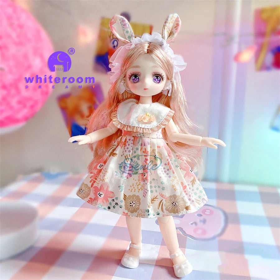 23cm BJD Doll Girl Body Toy 15 Joint Movable  Kawaii Doll With Fashion Clothes Soft Hair Dress Up Girls Toys Birthday Gift Doll