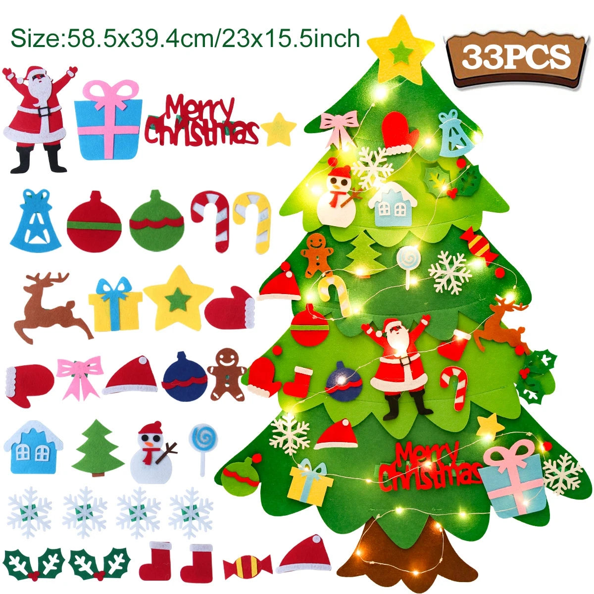 Kids DIY Felt Christmas Tree Merry Christmas Decorations for Home 2023 Christmas Ornaments Navidad 2024 New Year Gifts Xmas Tree