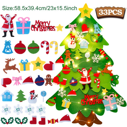 Kids DIY Felt Christmas Tree Merry Christmas Decorations for Home 2023 Christmas Ornaments Navidad 2024 New Year Gifts Xmas Tree