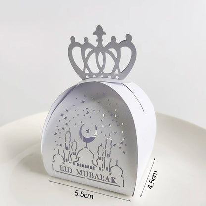 10Pcs Eid Mubarak Gift Box Ramadan Gift Packages Gold Hollow Eid Mubarak Candy Cake Box Eid Mubarak Decoration 2024 Muslim Party