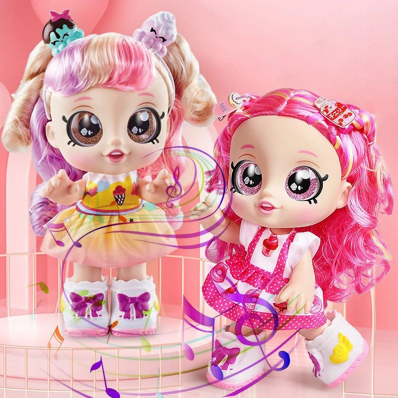 Mini Baby Play Doll Music Sing Electronic Doll Long Hair Cute Princess Dress Pretend Play House Doll Fashion Toys Gift for Girls