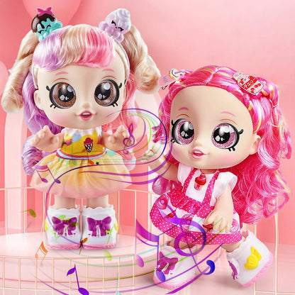 Mini Baby Play Doll Music Sing Electronic Doll Long Hair Cute Princess Dress Pretend Play House Doll Fashion Toys Gift for Girls