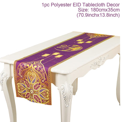 EID Mubarak Table Runner Ramadan Decorations 2024 for Home Tablecloth Ramadan Kareem Eid Al Adha Islamic Muslim Party Decoration