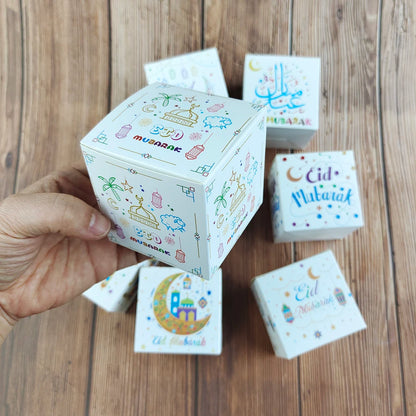 5Pcs Eid Mubarak Gift Box Ramadan Candy Cookie Boxes for Kids Ramadan Packaging Eid Gift Packing Box Ramadan Decoration 2024