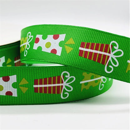 5yards/Lot 25MM Christmas Ribbon Printing Christmas Peripheral Ribbon for Bow Christmas Decoration DIY Gift Wrapping
