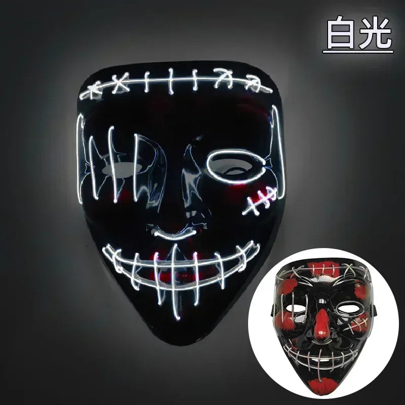 Wireless Halloween Neon LED Purge Mask Masque Masquerade Party Masks Light Grow in the Dark Horror Mask Glowing Masker