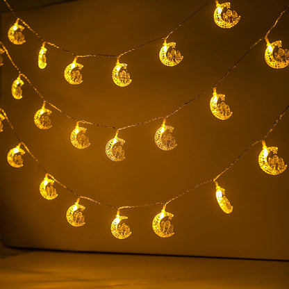 Moon Star Eid Mubarak String Light 2023 Ramadan Decoration for Home Ramadan Kareem Islam Muslim Party Decor Eid Al Adha Gifts