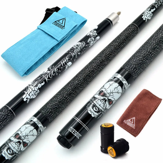 CUESOUL ROCK II 58" 19/20/21oz Black Pool Cue Stick 13mm With Cue Bag With and Joint/Shaft Protector