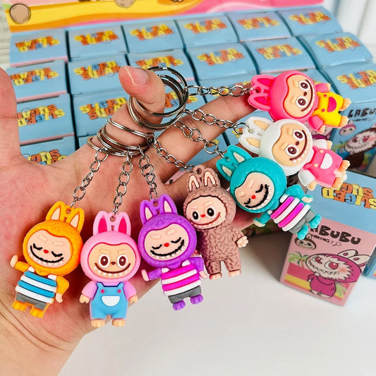 Kawaii Labubu  Figure Doll Pvc Small Pendant Trendy Cute Kawaii Cartoon Keychain Mystery Box Bag Decorations Wholesale