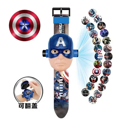 17 Style Disney Cartoon Children Watch 3D Projection Cartoon Superheroes Spider-Man Iron Man Digital Watches Children Watch Toy