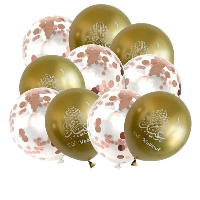 10pcs Eid Mubarak Metal Latex Balloon Ramadan Kareem Decoration Air Globos Ramadan Mubarak Muslim Islamic Festival Party Decor