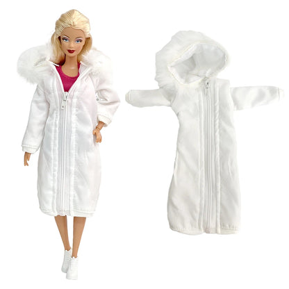 1 Pcs Fashion Hoodie Dress  for Barbie Doll Clothes Winter Jacket  Parka Coat Outfit for 1/6 BJD Doll Accessories JJ