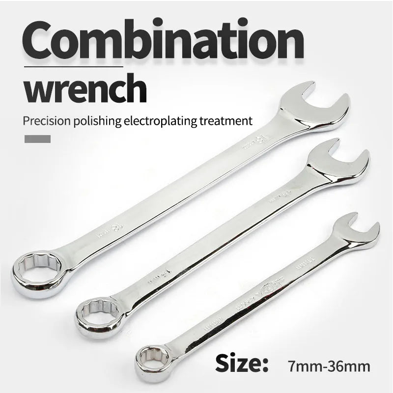 7-36mm Combination Wrench Metric Plum Blossom Ring Open-Ended Spanner Hardware Parts Automotive Repair Wrench Hand Tools