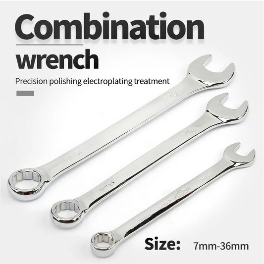 7-36mm Combination Wrench Metric Plum Blossom Ring Open-Ended Spanner Hardware Parts Automotive Repair Wrench Hand Tools