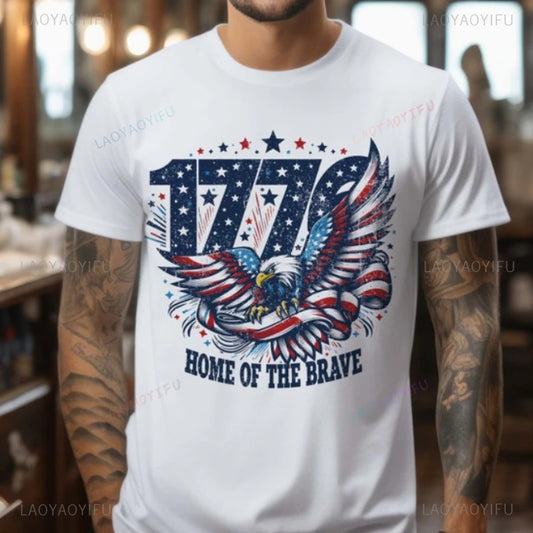 American Eagle 1776 Personal Birthday Gift 4th of July Independence Day Man T-Shirt Veterans Day Memorial Day USA Patriotic Tee