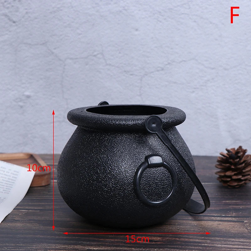 Halloween Candy Pot Halloween Cauldron Novelty Halloween Bucket Ornament Skull Witch Toy