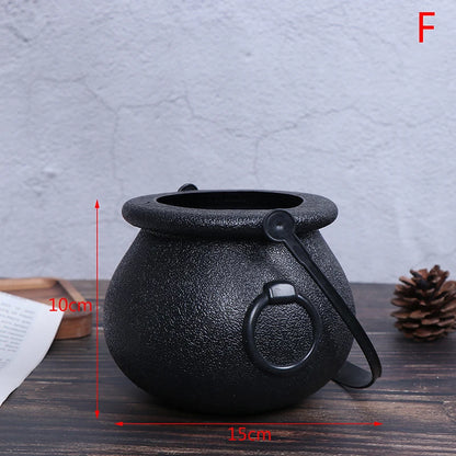 Halloween Candy Pot Halloween Cauldron Novelty Halloween Bucket Ornament Skull Witch Toy