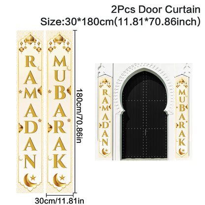 Eid Mubarak Door Banner Ramadan Decoration 2024 for Home Mubarak Ramadan Kareem Islamic Muslim Party Decor  Eid Al Adha Gifts