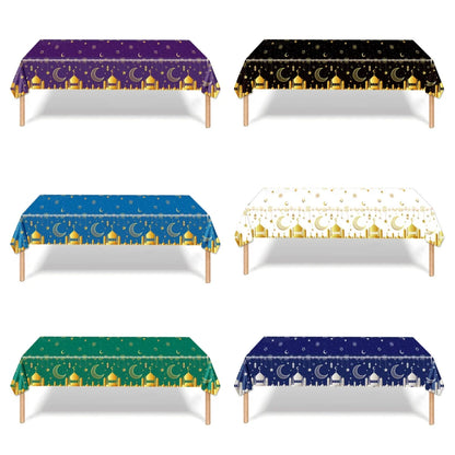 EID Mubarak Disposable Tablecloth EID Mubarak Decoration 2024 for Home Table Cloth Ramadan Kareem Islamic Muslim Party Decor