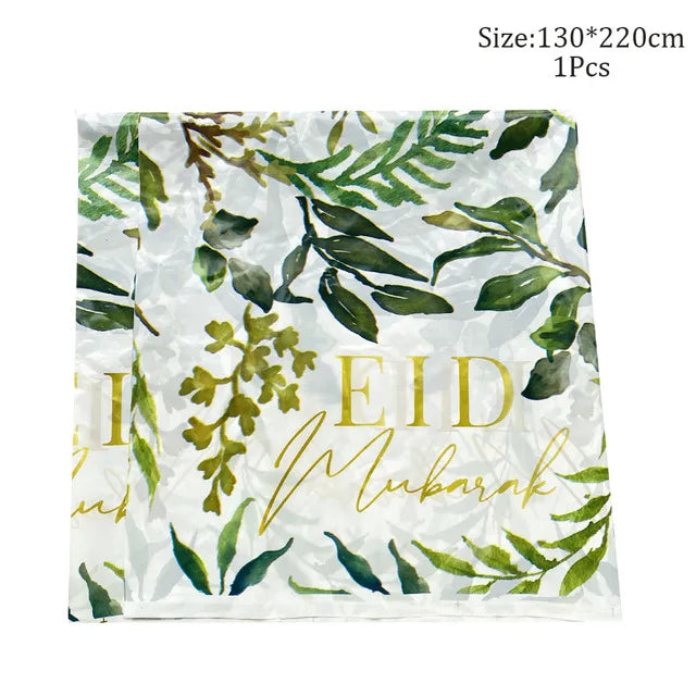 EID Mubarak Ramadan Decoration Gold Green Leaves Eid Al-Fitr Party Supplies Muslim Islamic Festival Party DIY Decorations