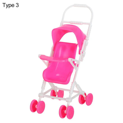 Baby Stroller for Dolls Dollhouse Barbies Furniture Access Infant Carriage Trolley Nursery Girls Doll House Playing House Toys