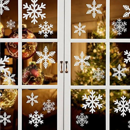 27pcs White Snowflake Window Decals Stickers Christmas New Year Winter Room Wall Stickers Merry Christmas Decorations for Home