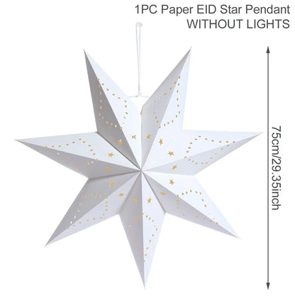 Eid Mubarak Hollow Out Star Hanging Pendant Christmas Ramadan Decor for Home Islam Muslim Party Mubarak Eid Al Adha Kareem