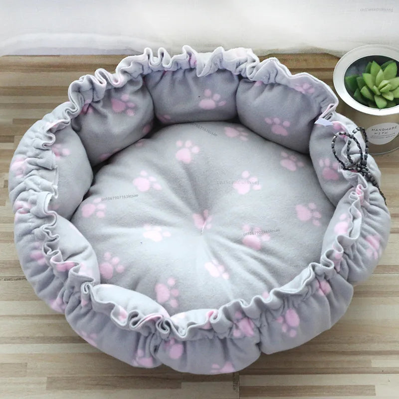 Round Dog Cat Bed Basket Warm Plush Cats Cushion Pet Bag Mat Winter House Soft Nest Puppy Sleeping Sofa for Small Dogs Cat