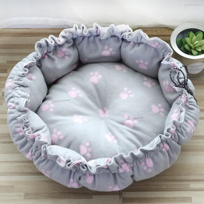 Round Dog Cat Bed Basket Warm Plush Cats Cushion Pet Bag Mat Winter House Soft Nest Puppy Sleeping Sofa for Small Dogs Cat