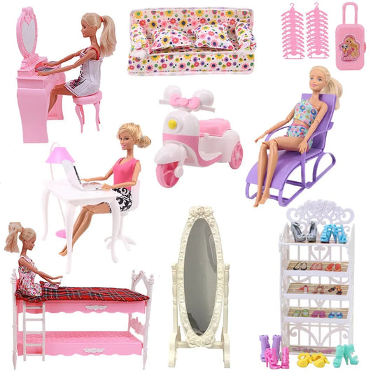 Mini Furniture for Barbiees Doll House Chair Shoe Skate Clothes for Barbies Doll Accessories Kelly 1:12 Doll DIY Toys for Girls