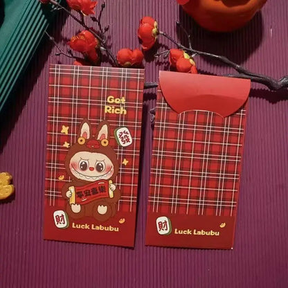 2025 Chinese New Year Red Envelopes Cute Labubu Red Pocket Money Gifts Anime Envelope Wedding Gifts Bag Good Luck Money Packets