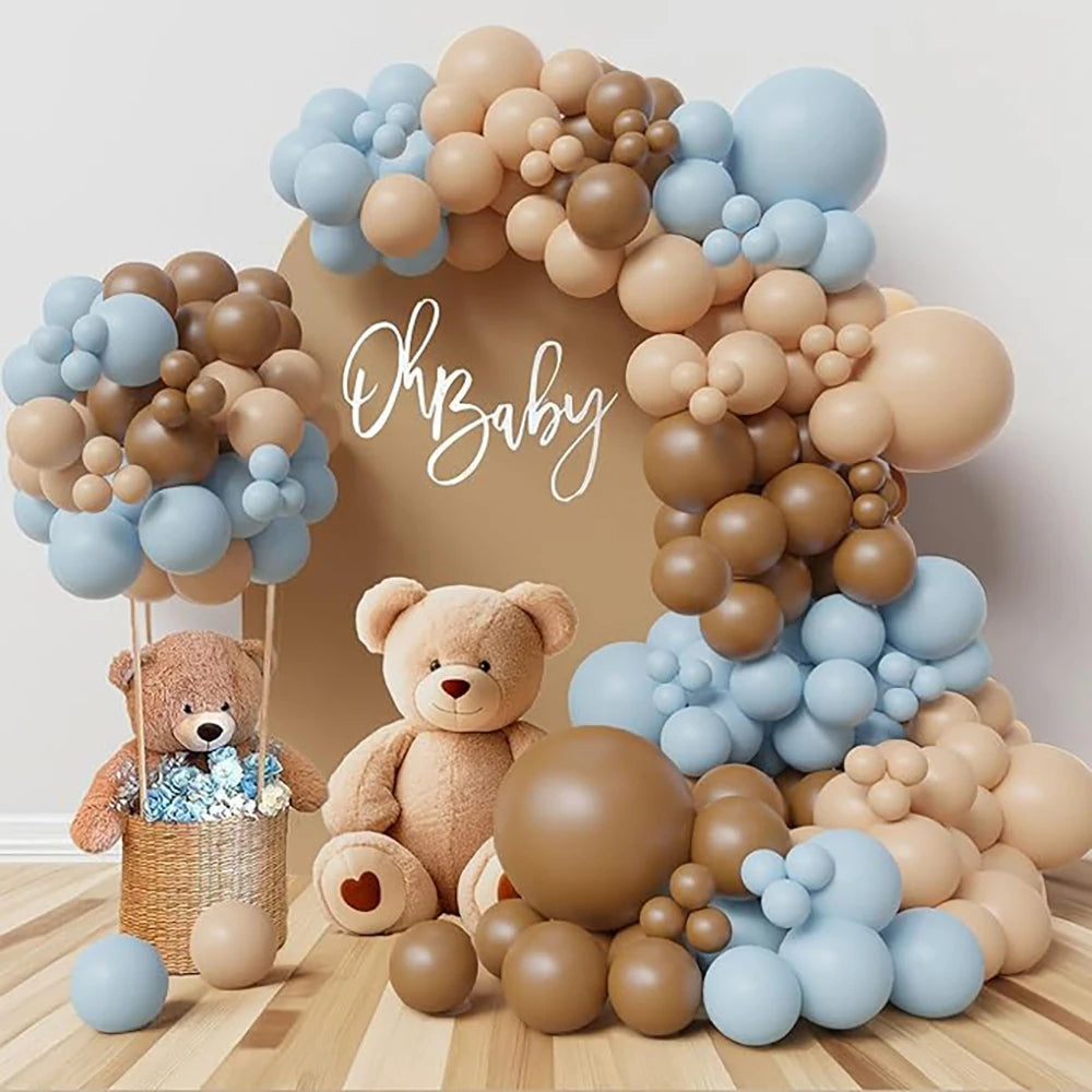 115pcs Baby Blue Balloons Garland Birthday Party Decor Balloon Arch Kit Skin Khaki Globos Baby Shower Gender Reveal Decoration