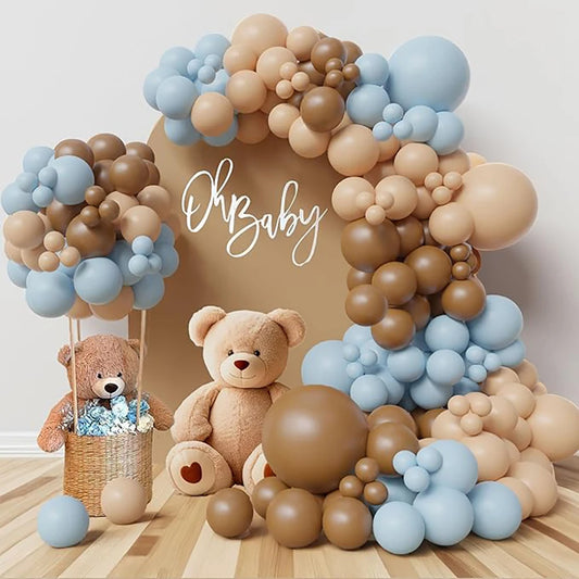 115pcs Baby Blue Balloons Garland Birthday Party Decor Balloon Arch Kit Skin Khaki Globos Baby Shower Gender Reveal Decoration