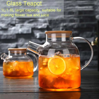 Tea Sets Big Heat Resistant Glass Teapot Flower Tea Kettle Large Clear Glass Fruit Juice Container Ceramic Teapots Droshipping