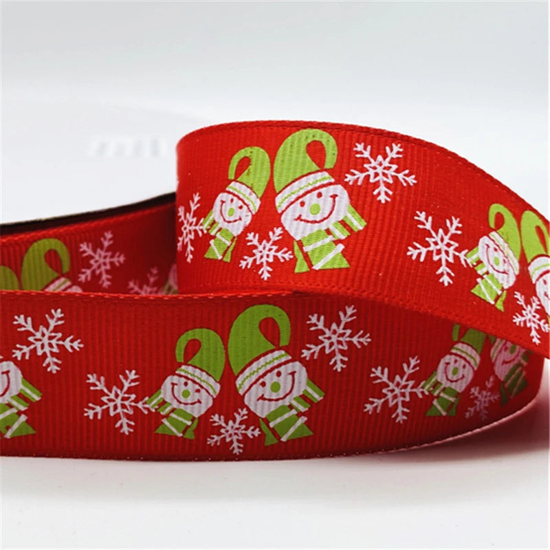 5yards/Lot 25MM Christmas Ribbon Printing Christmas Peripheral Ribbon for Bow Christmas Decoration DIY Gift Wrapping