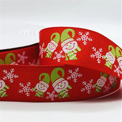 5yards/Lot 25MM Christmas Ribbon Printing Christmas Peripheral Ribbon for Bow Christmas Decoration DIY Gift Wrapping