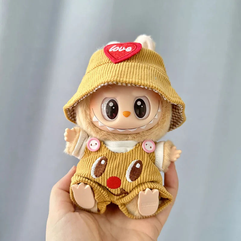 17cm Mini Plush Doll'S Clothes Outfit Accessories for Korea Kpop Exo Labubu I II Idol Dolls Sit Party Overalls Clothing Gift