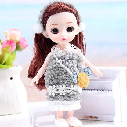 17cm Mini Bjd Doll for Girls 3 to 12 Year Old Wedding Dolls 1/12 With Hair and Clothes Full Set Christmas Gifts Toys for Kids