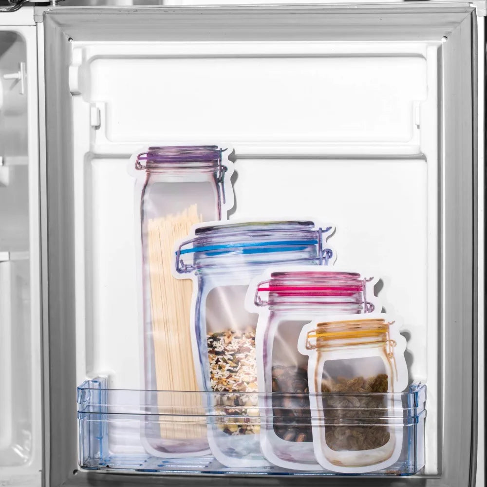 Kitchen Storage 5-20pcs Reusable Mason Jar Zipper Bags Grocery Candy Jar Food Storage Bags Portable Cookies Bags Kitchen Food