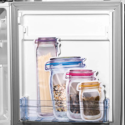 Kitchen Storage 5-20pcs Reusable Mason Jar Zipper Bags Grocery Candy Jar Food Storage Bags Portable Cookies Bags Kitchen Food