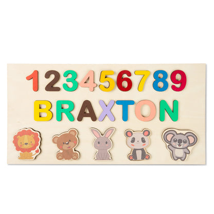 Personalized Name Puzzle Wooden Toys Kids Name Toddlers Educational Wooden Puzzle Early Learning Christmas Gifts for Baby Shower
