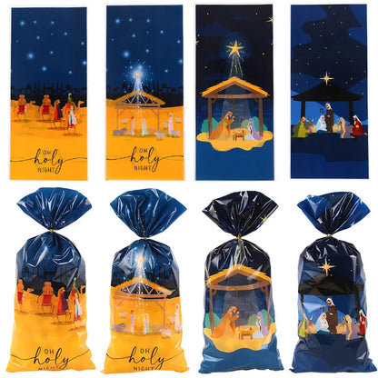 50pcs Eid Mubarak Gift Bags Plastic Candy Cookie Bag Ramadan Kareem Decoration 2024 Islamic Muslim Party Supplies Gift Packing