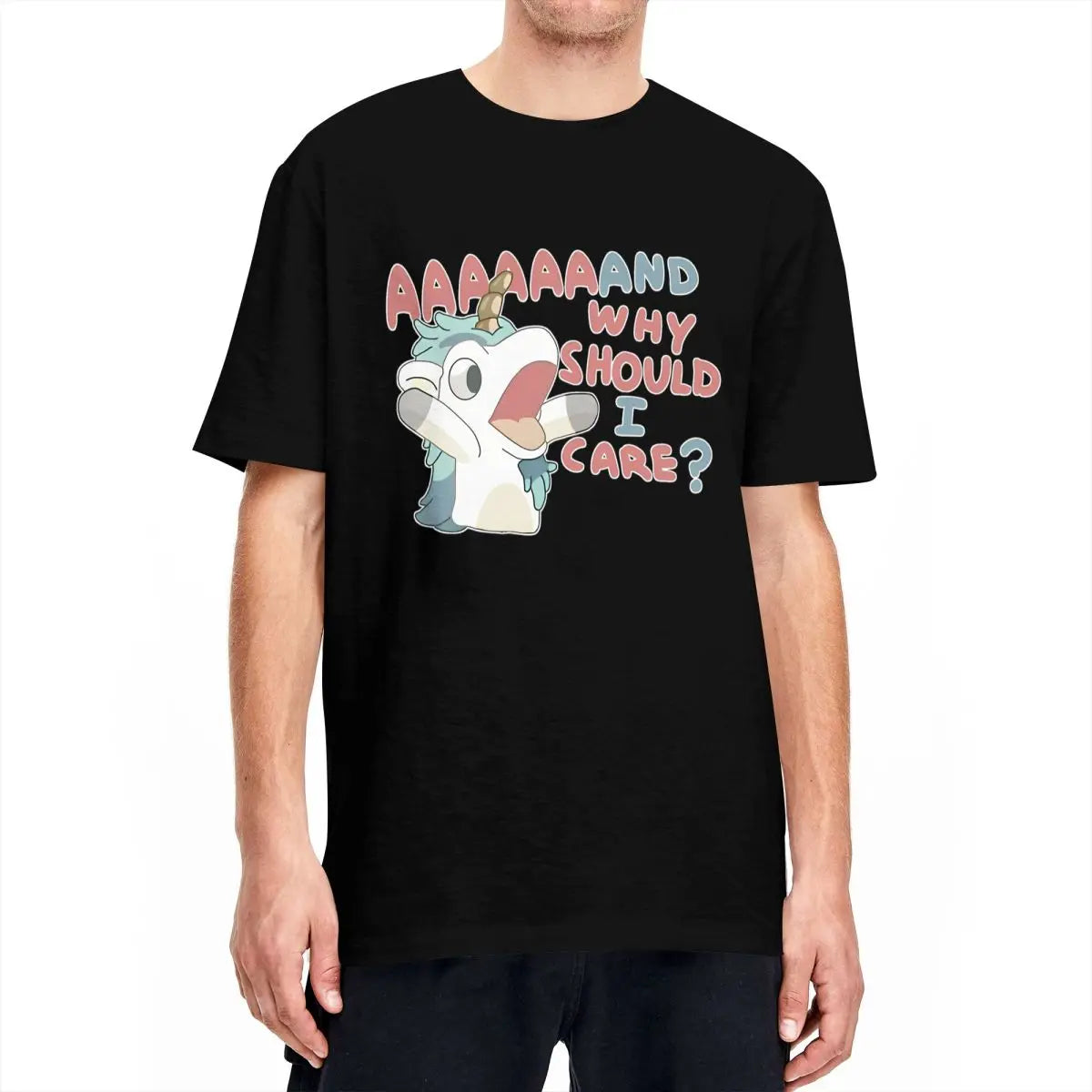 Men Women's T Shirt Why Should I Care Unicorse T-Shirts Harajuku Hot Anime Blueyed Beach Tees Y2K Basic Pattern 100 Cotton Tees