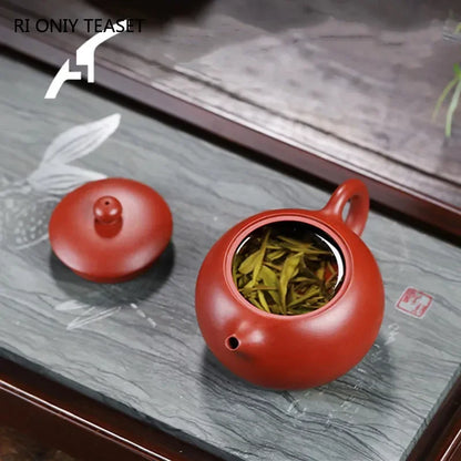 High-End Yixing Purple Clay Teapot Famous Handmade Ball Hole Filter Xishi Tea Pot Raw Ore Dahongpao Kettle Zisha Tea Set Gifts