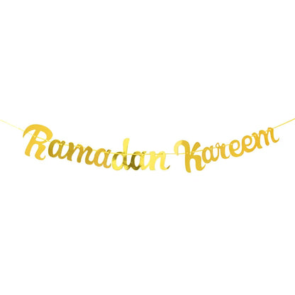 EID Mubarak Banner Glitter Star Moon Letter Paper Bunting Garland Islamic Muslim Party Ramadan Kareem Decorations for Home 2024